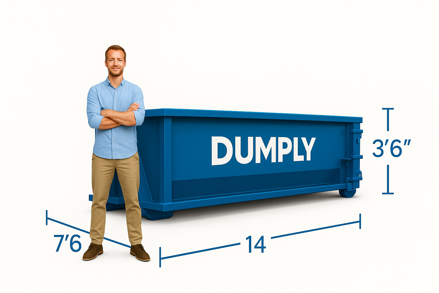 10 yard dumpster - Dumply - 14 feet long x 7'6" wide x 3'6" high