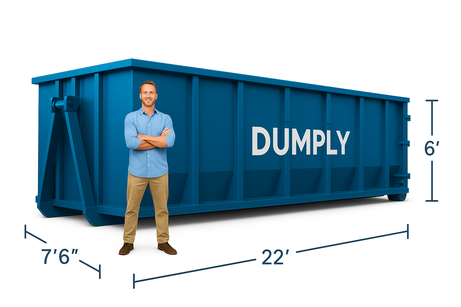 30 yard dumpster - Dumply - 22 feet long x 7'6" wide x 6' high